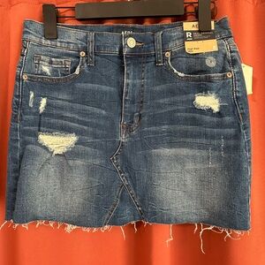 NWT Aero Aeropostale High Rise Denim Distressed Mini Skirt Women's Size 8